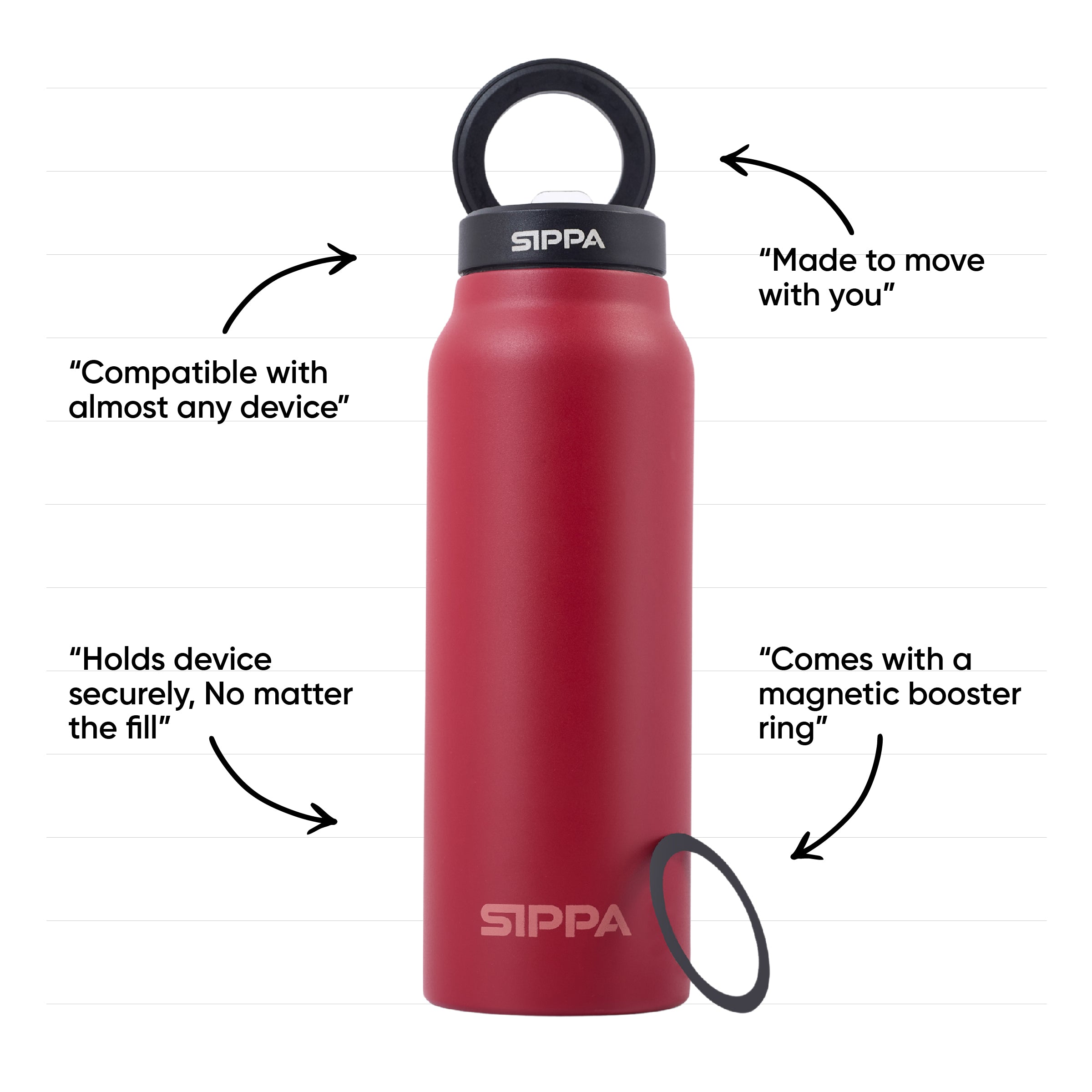 Berry Red - Magsip Bottle - 24oz