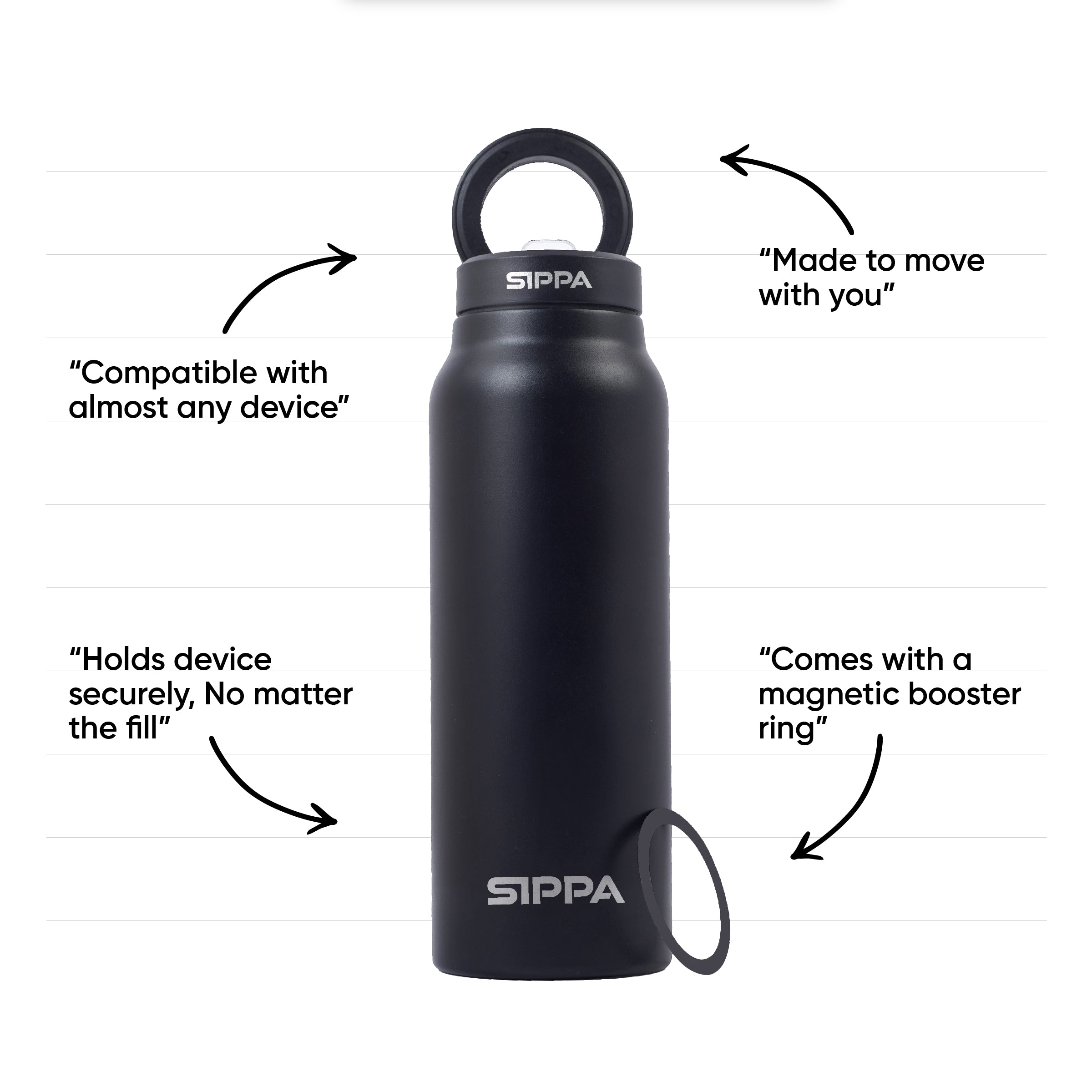 Graphite Black- Magsip Bottle - 24oz