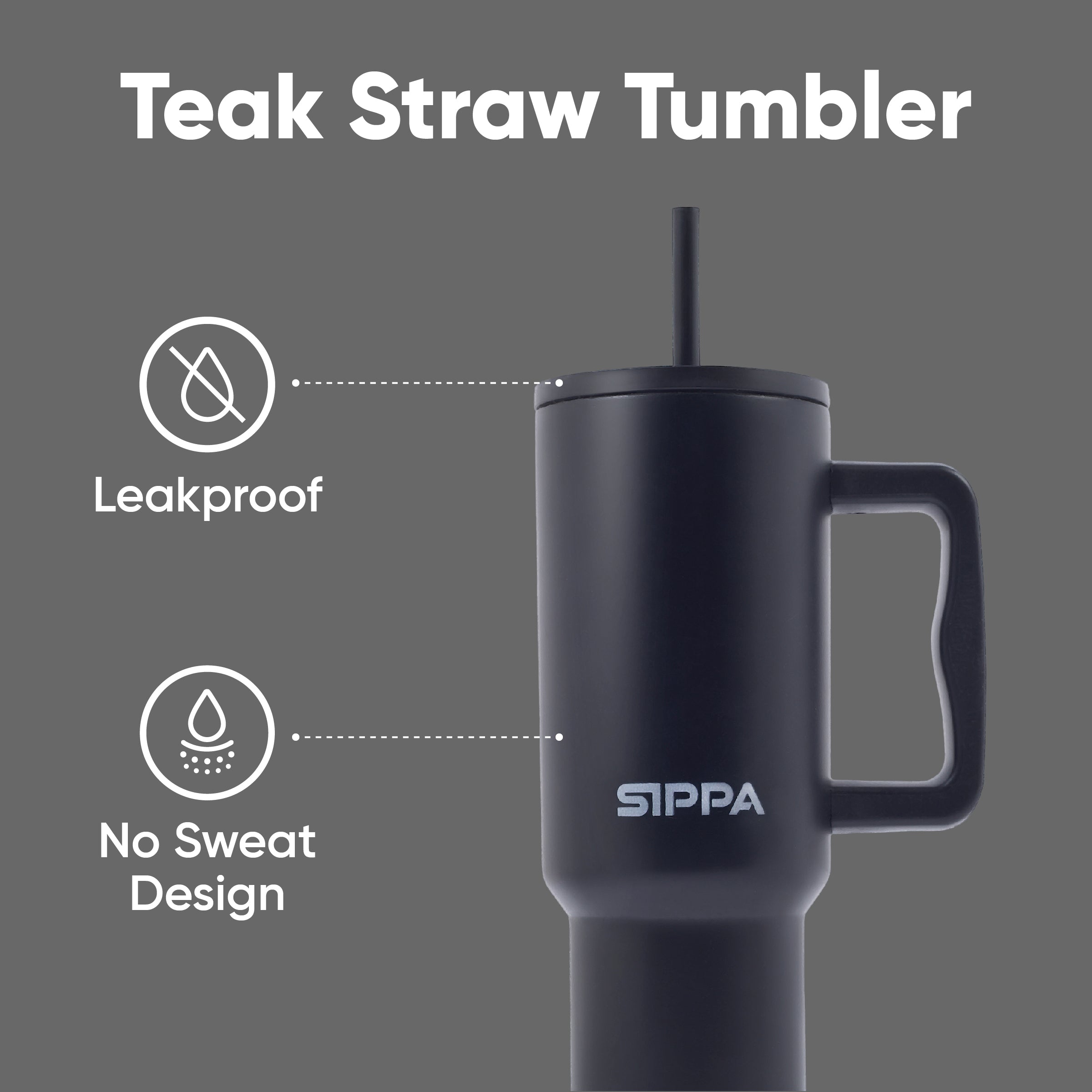 Gobelet SIPPA en acier inoxydable noir de jais de 1 134 ml