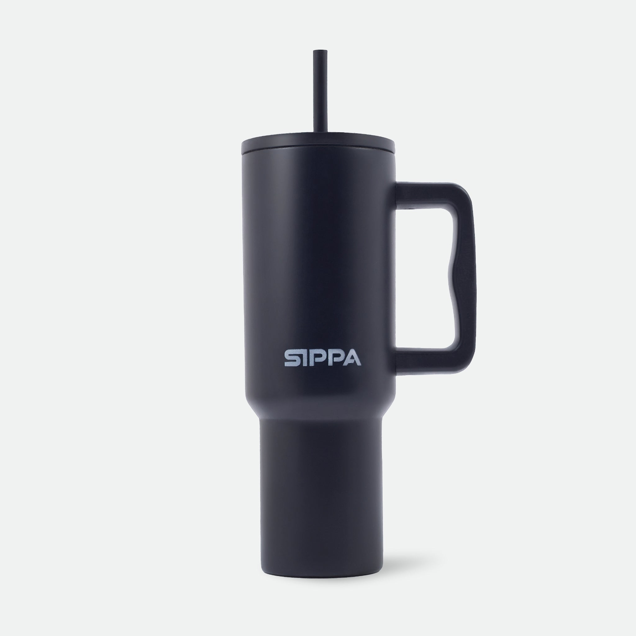 Jet Black - Stainless Steel Teak StrawTumbler