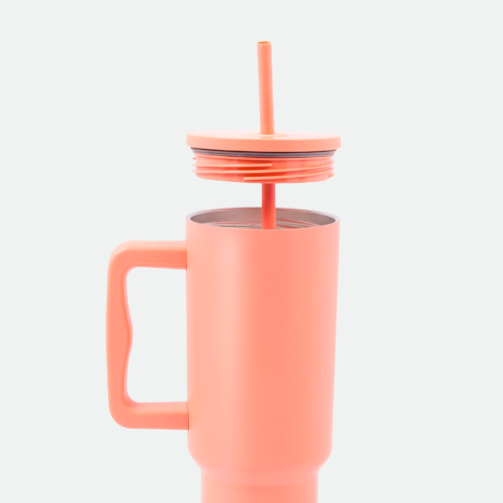 Peach Apricot - Stainless Steel Teak Straw Tumbler