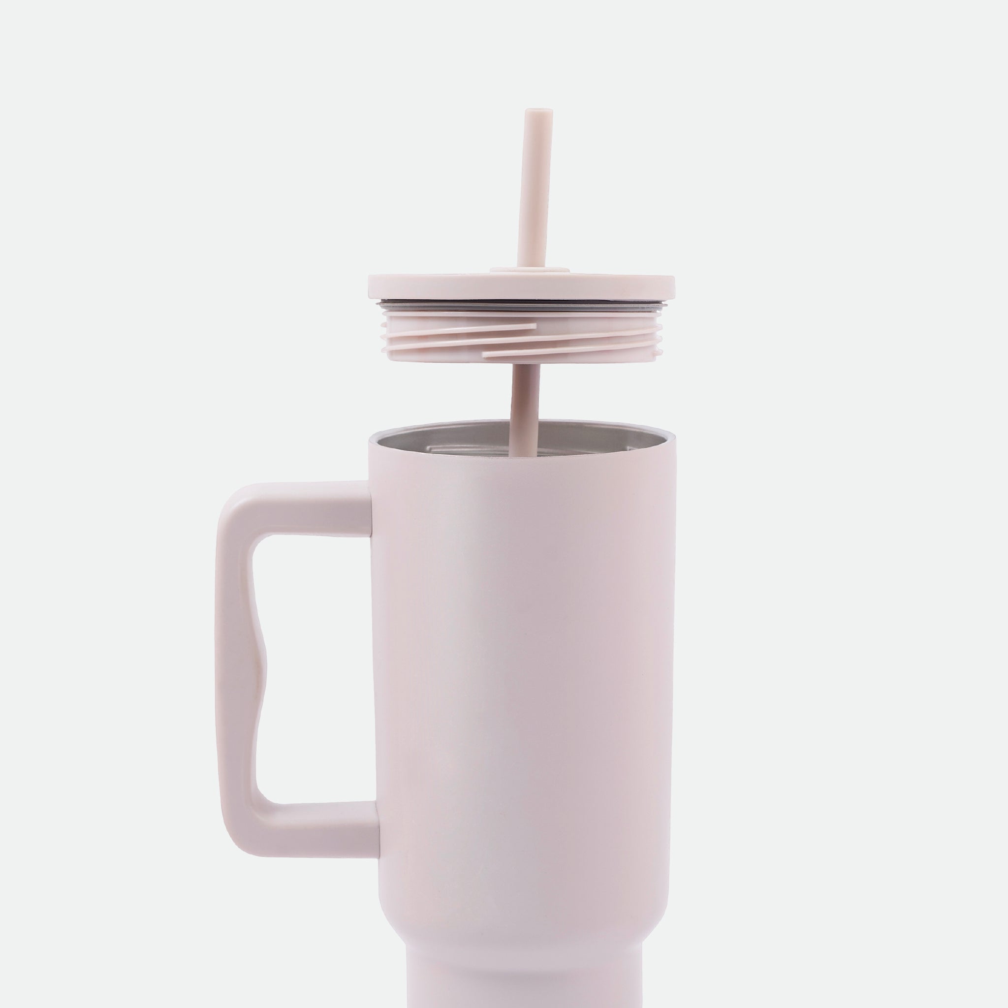 Stainless Steel Teak Straw Cream Tumbler