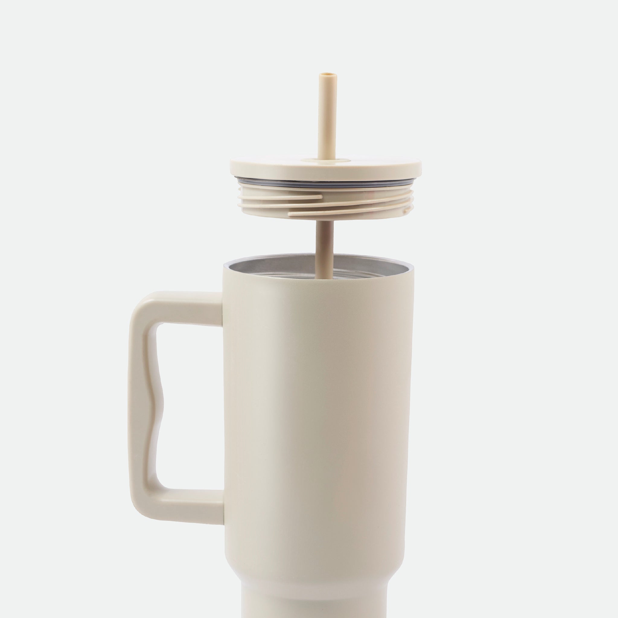 Stainless Steel Teak Straw Cream Tumbler