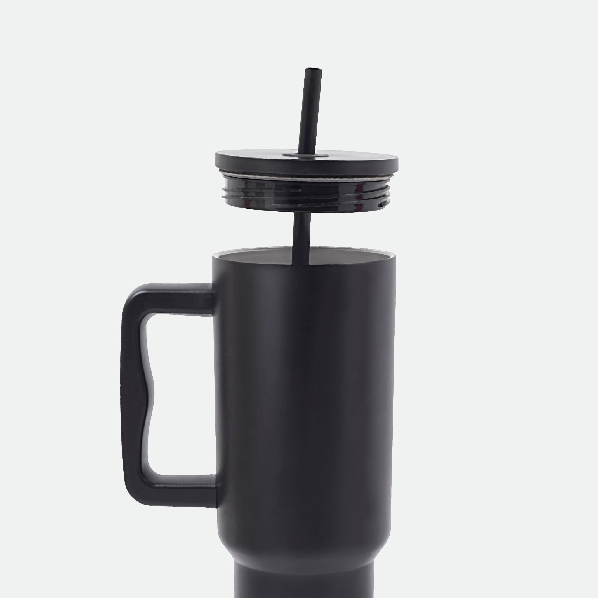 Jet Black - Stainless Steel Teak StrawTumbler